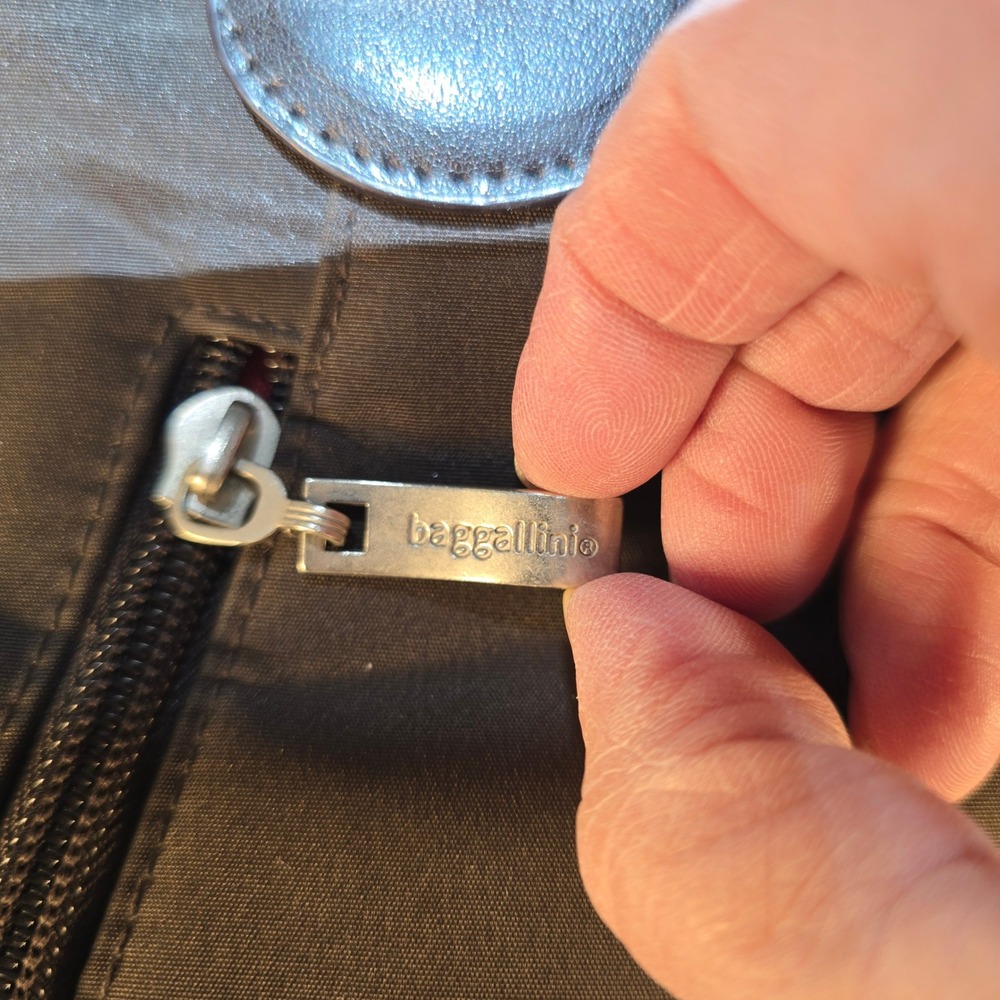 Baggallini Convertible Backpack Sling Bag Brown Nylon Red Lining Travel Purse - Picture 12 of 13